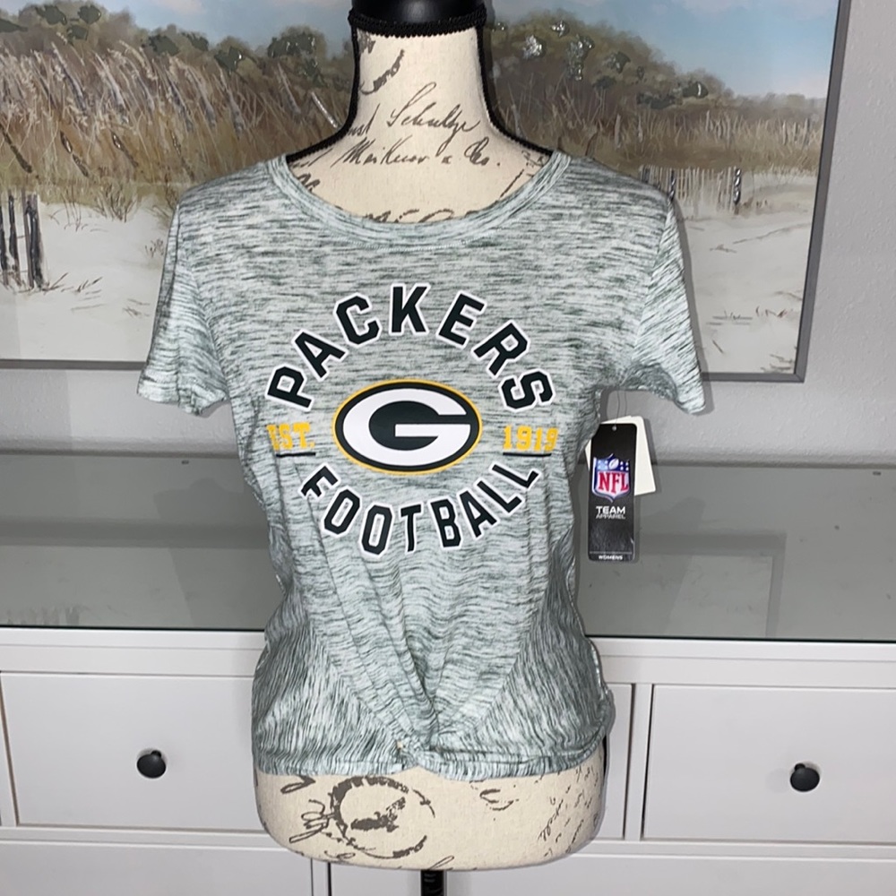 NWT💚 Greenbay Packers NFL Team Apparel Women's Logo Twisted Knot Green T-Shirt